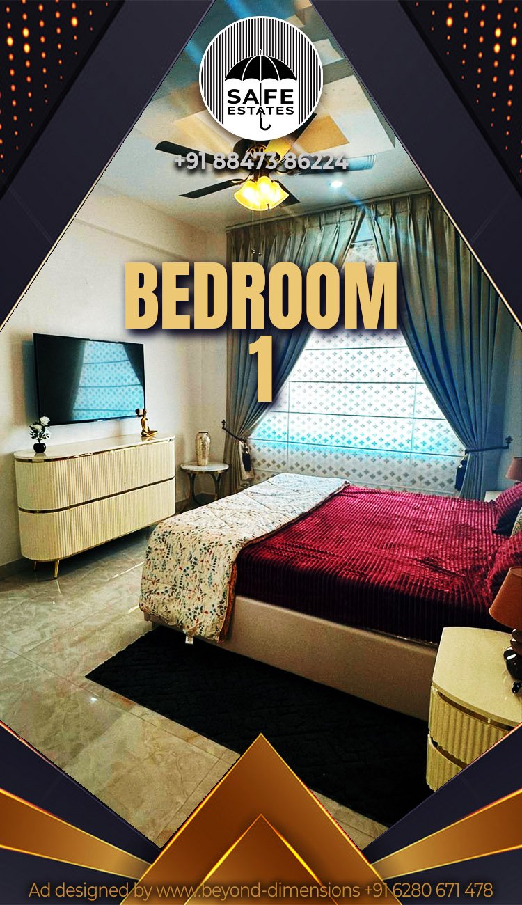 Sleek Bedroom; Spacious Bedroom;  Luxury 2BHK; Sliding Glass Doors