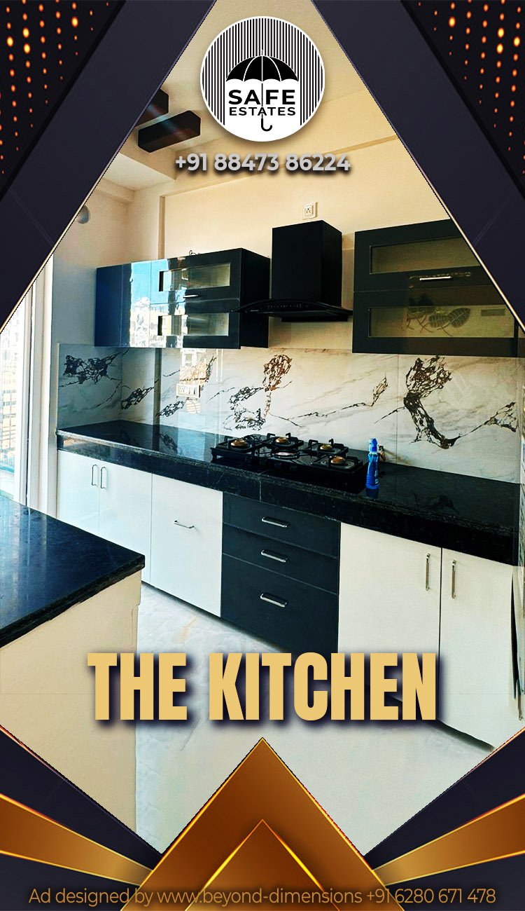 Spacious Kitchen; Modular Kitchen; IN-built Chimney; Premium Tiles and Drawers; 