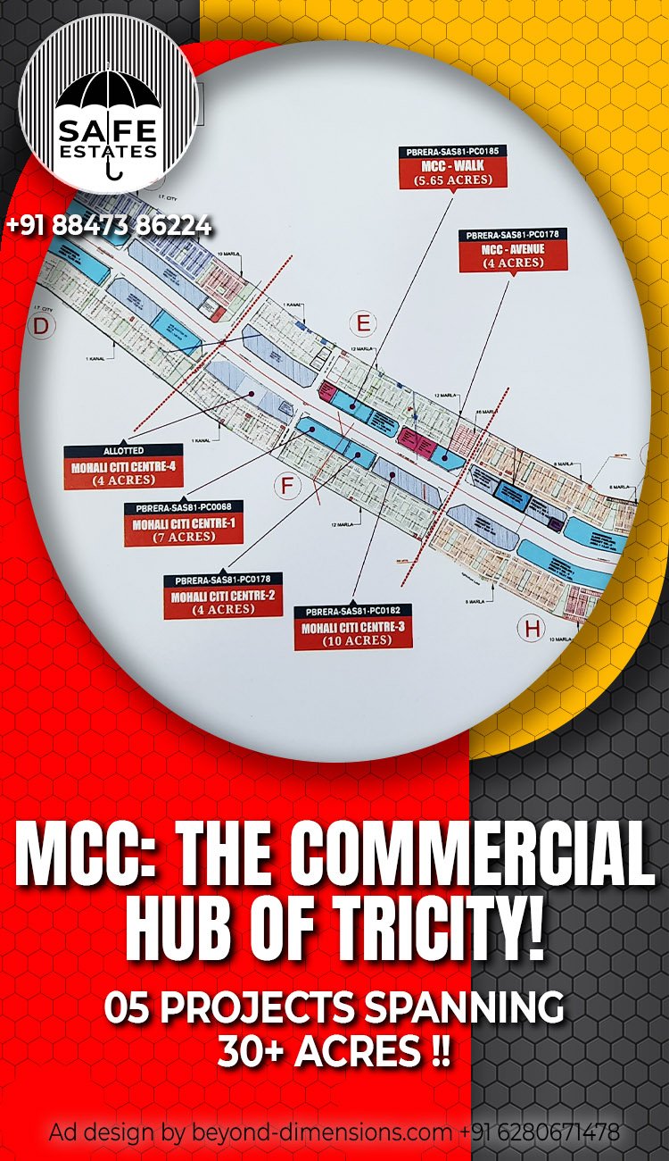 The Commercial Hub of Chandigarh Tricity Area; Commercial Hub of Mohali; 05 Projects spanning 30 acres; Mohali City Centre; 