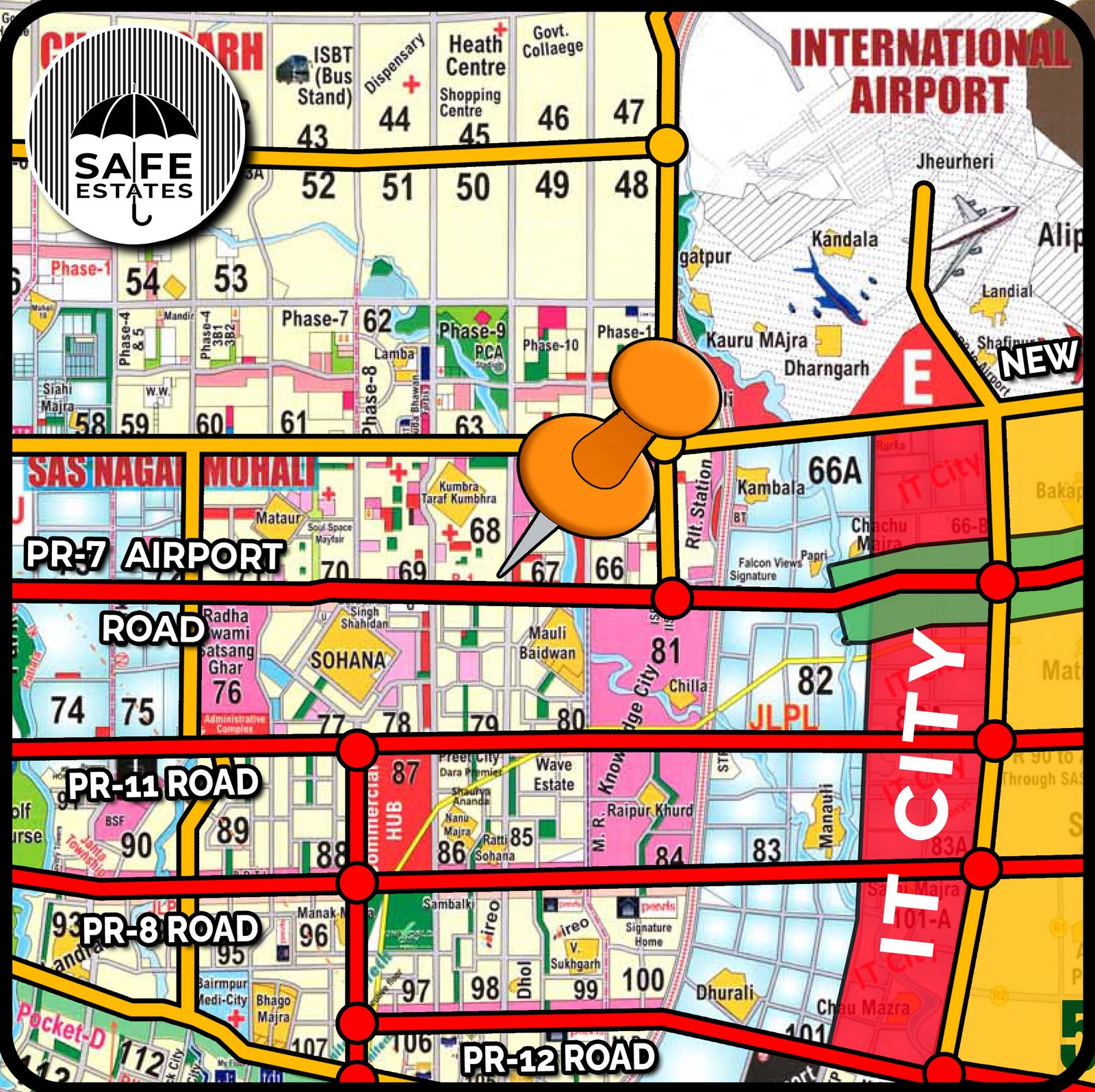 Location of District One; in Mohali; in Chandigarh Tricity Area;