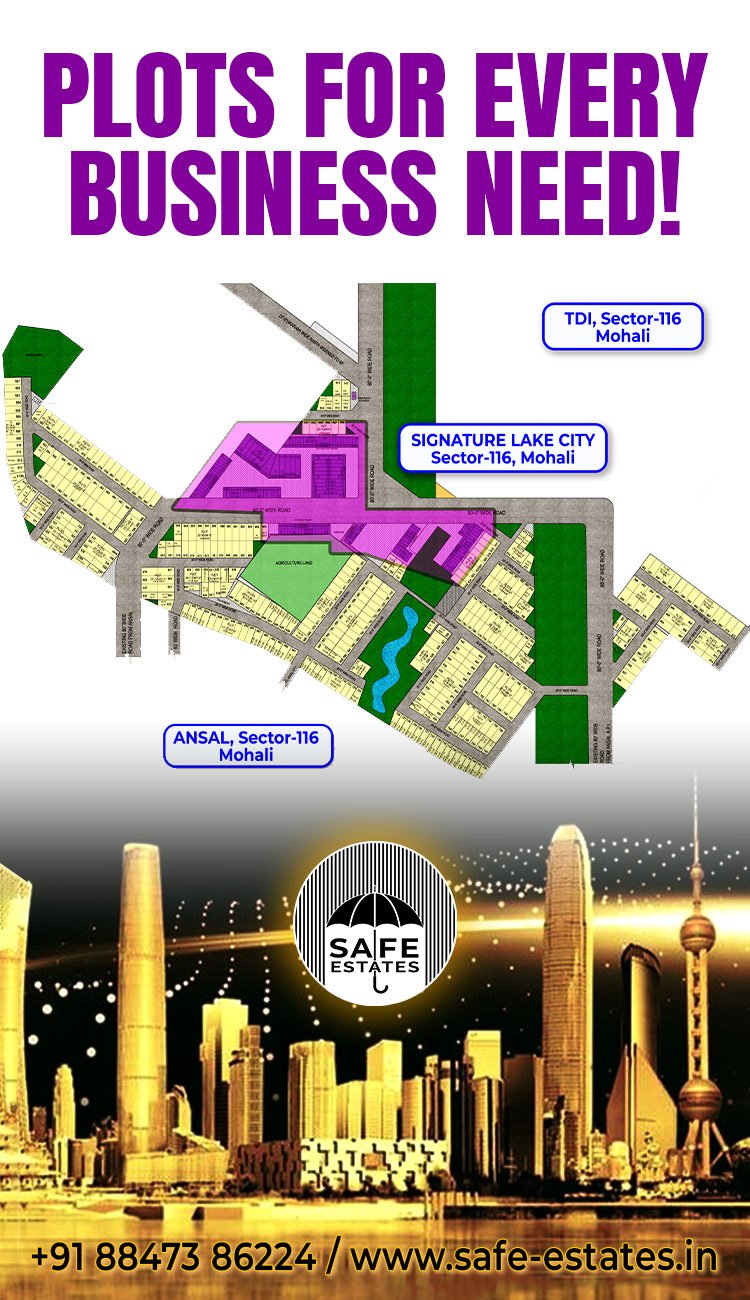 Plots of different sizes, layout of signature lake city, layout of commercial area,