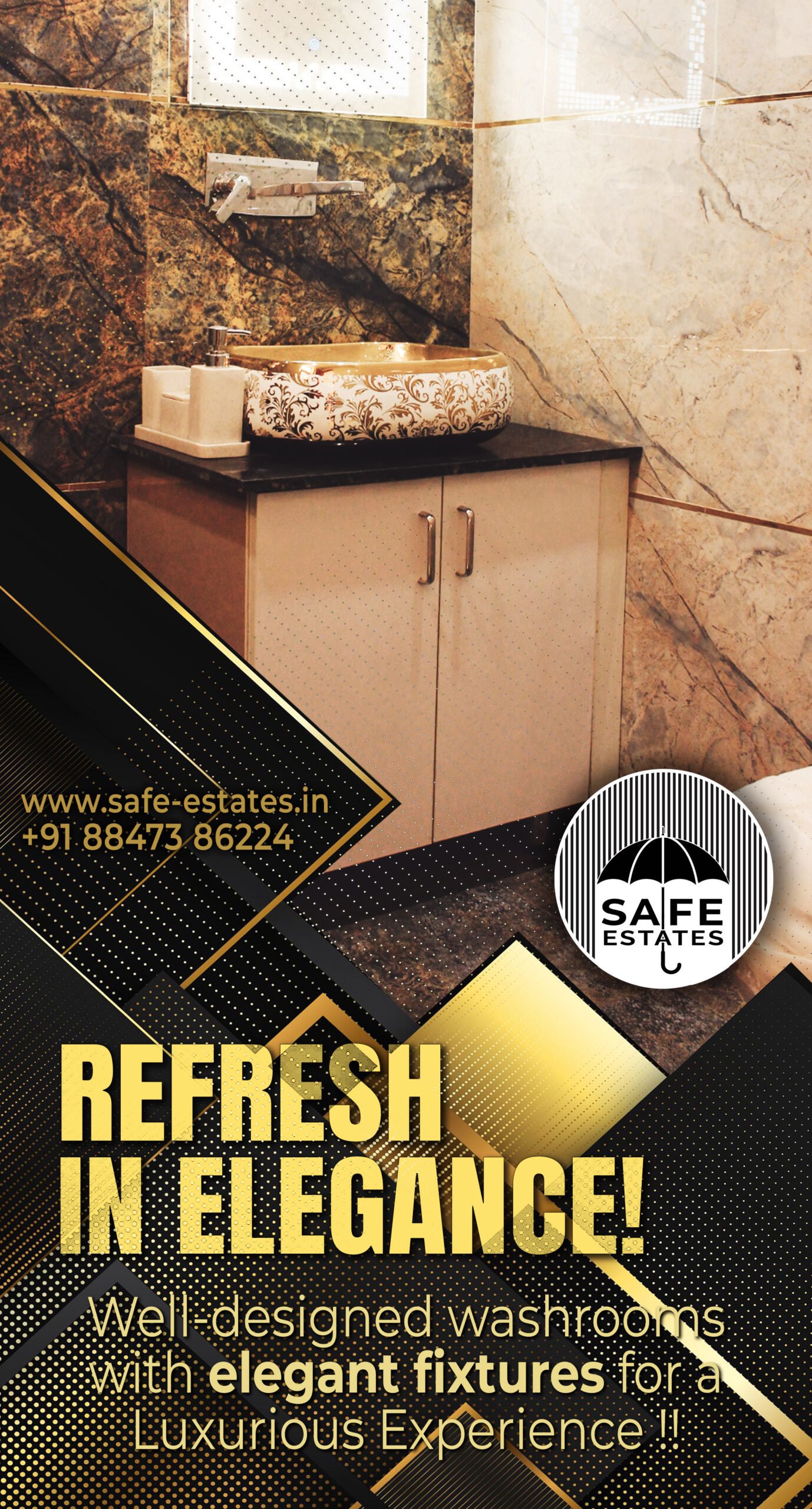 refresh in elegance; modern bathrooms; attached bathrooms; premium fittings; 