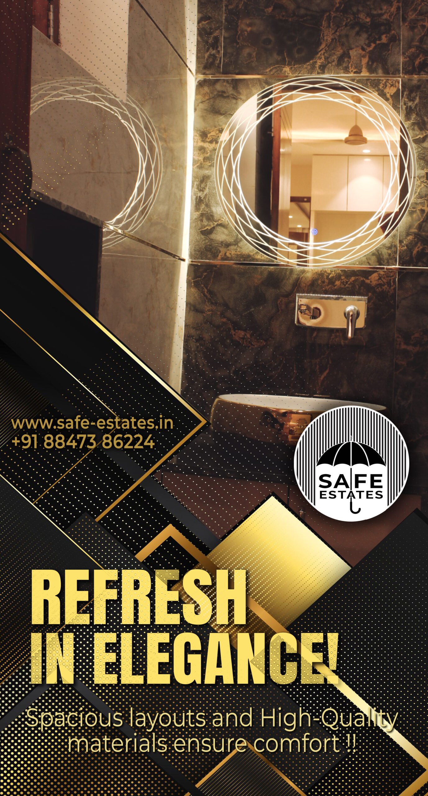 high qulity materials used; attached washrooms;