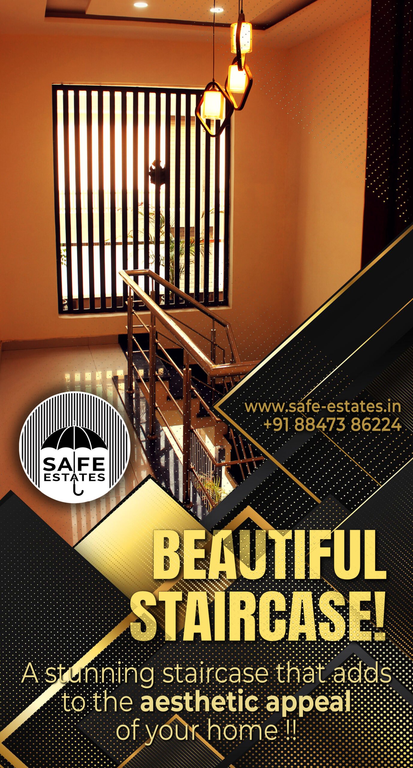 beautiful staircase; small lobby; 