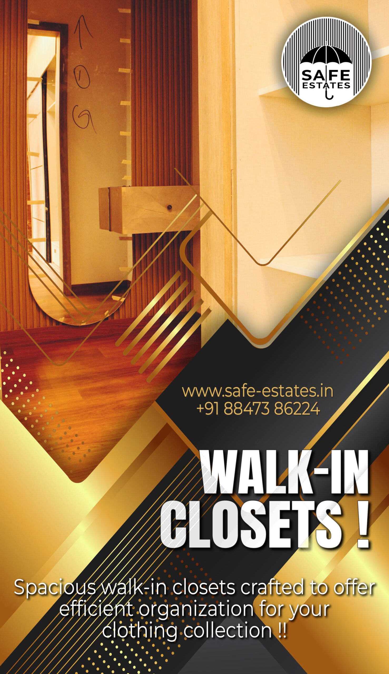 Walk-in closets; huge wardrobes; dressing area; 