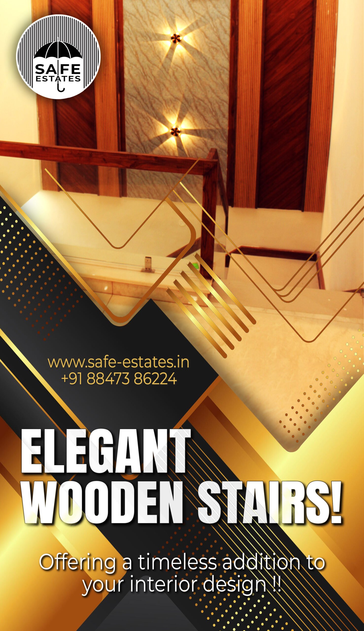 good interior design; wide stairs;