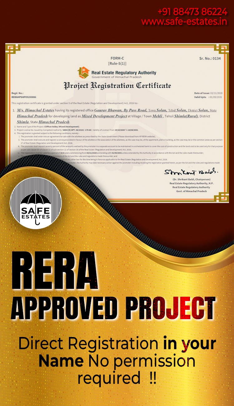 RERA approved project, direct registration, no permissions required,