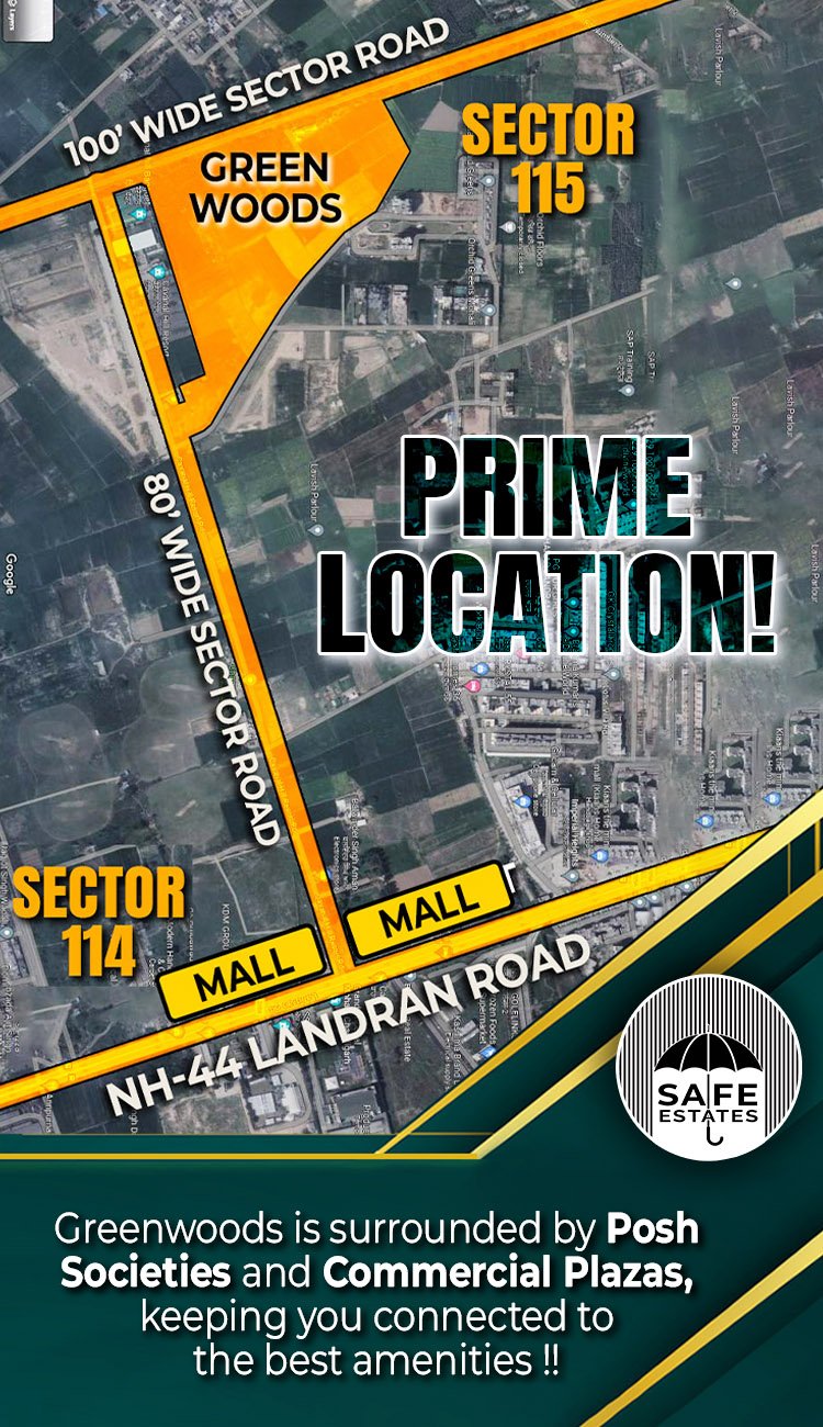 Prime Location, Landran Road, NH-44, Surrounded by Posh Loclities, Malls,