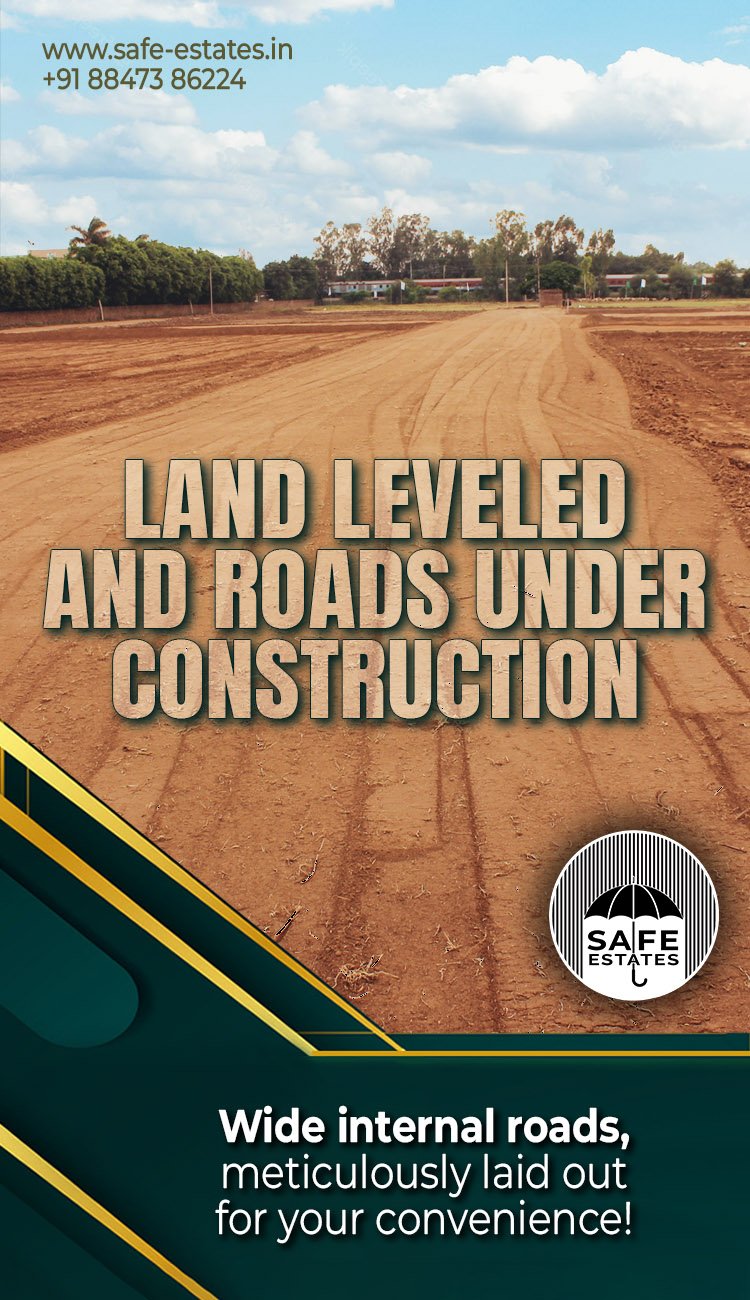 Roads under construction, construction of society roads, land levelling,