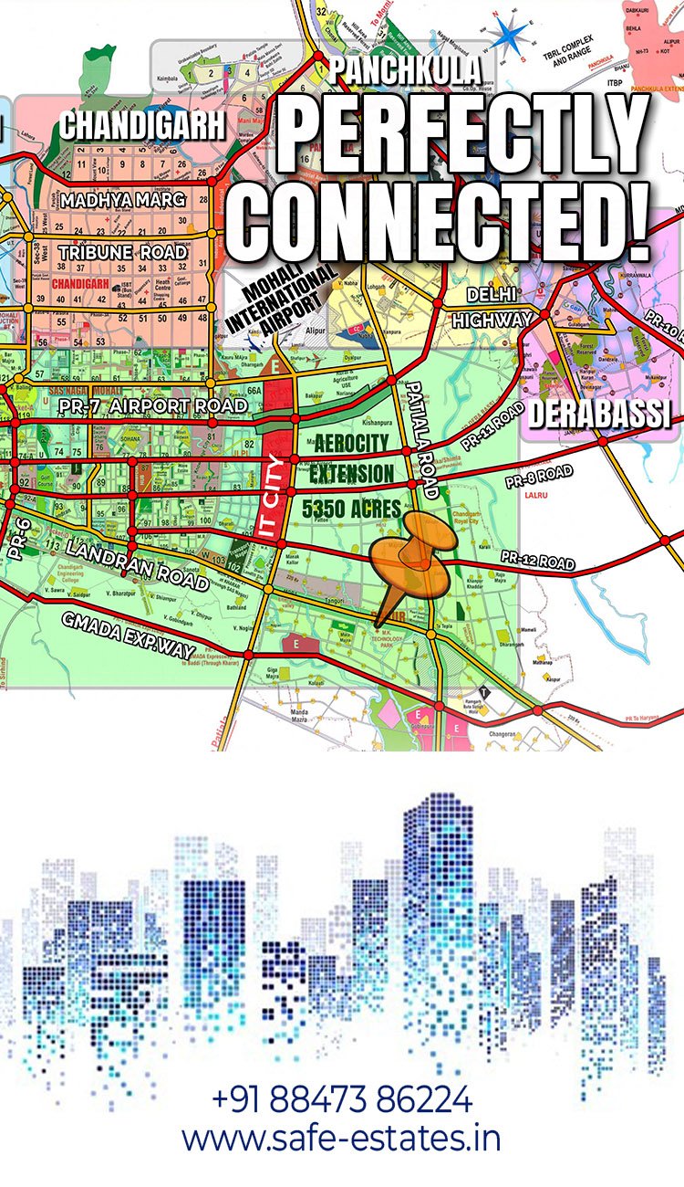 well connected township, connected with chandigarh, mohali and panchkula,