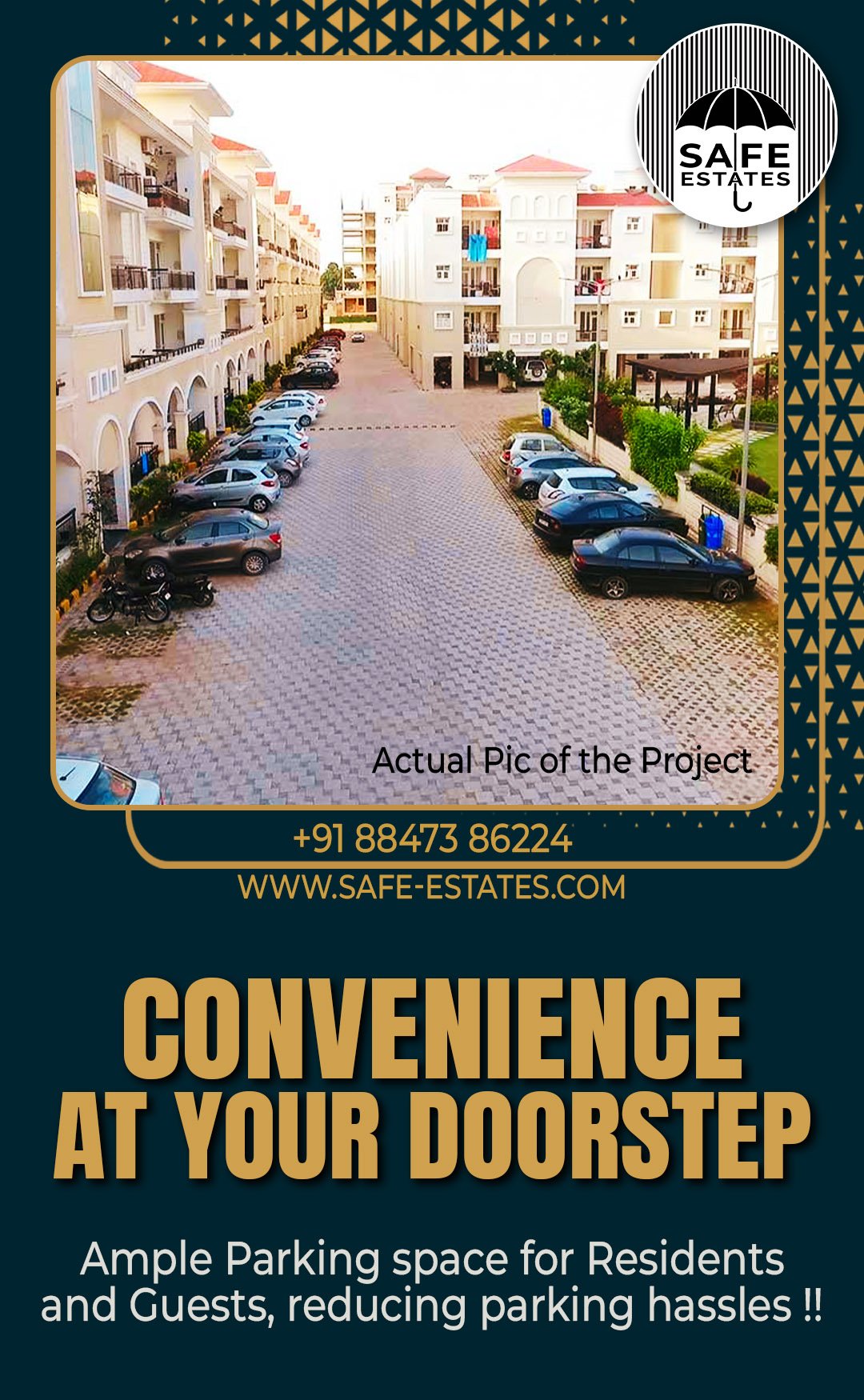 Lot of Parking Space; for visitors; for residents;