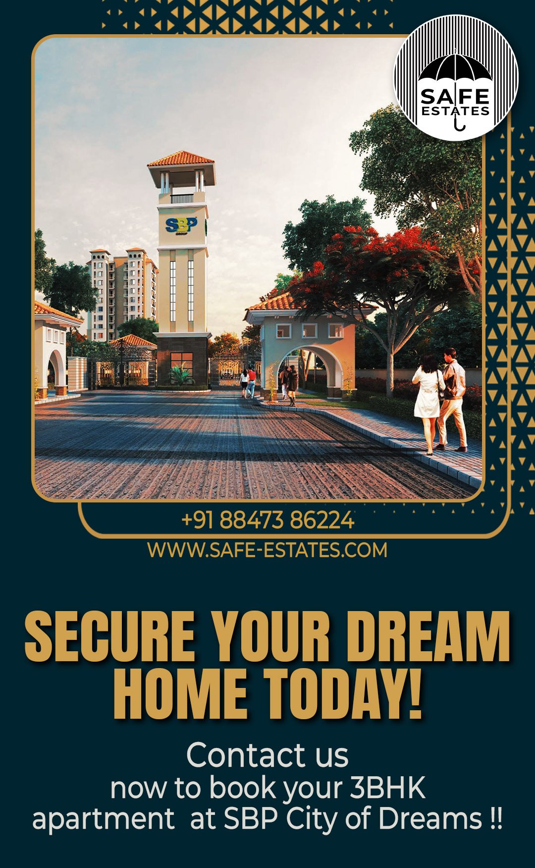 Secure; Dream Home; Contact; Book 3BHK; 