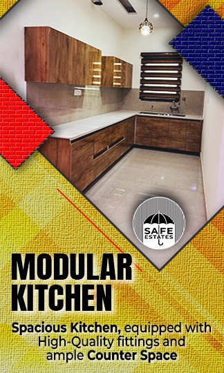 Modular Kithen; Large Kitchen; Modern Kitchen; High Quality Fittings; Ample Counter Space;