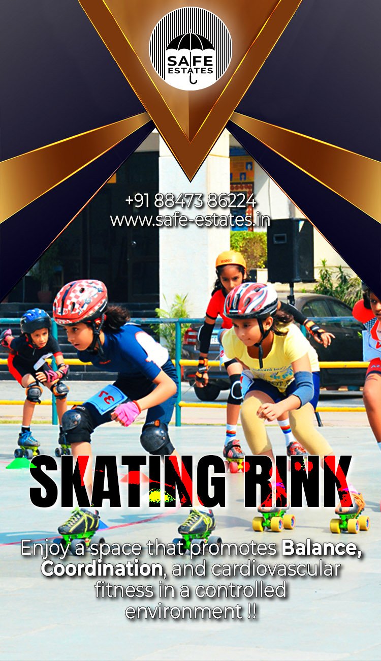 residential society with a skating rink, balance and coordination,