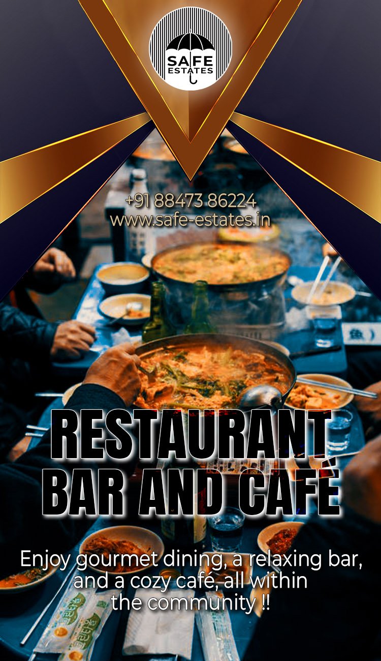 A residential with restauran, with bar, with cafe inside,