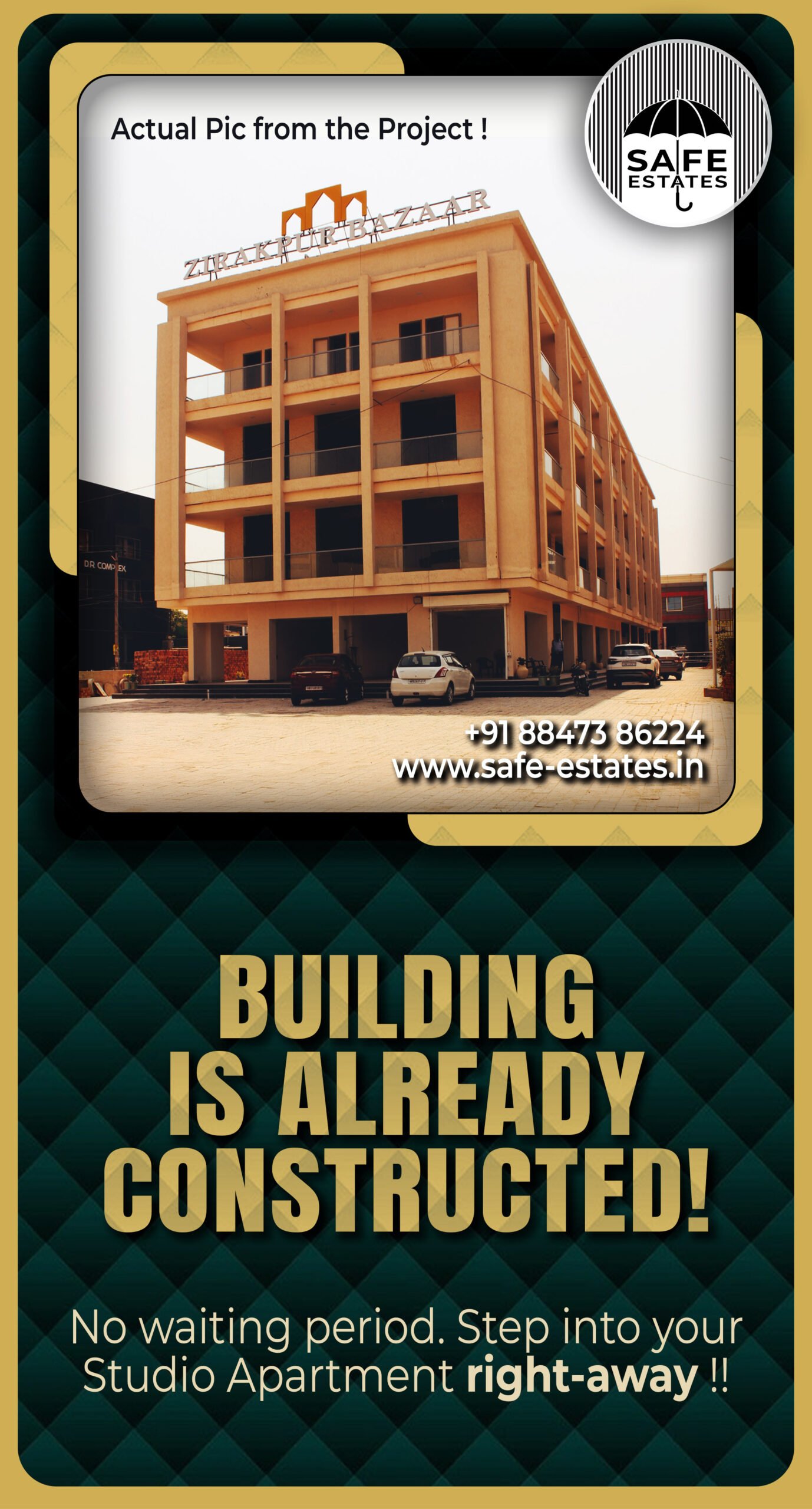 Ready to Move Studio Apartments; No waiting period; Building REady;