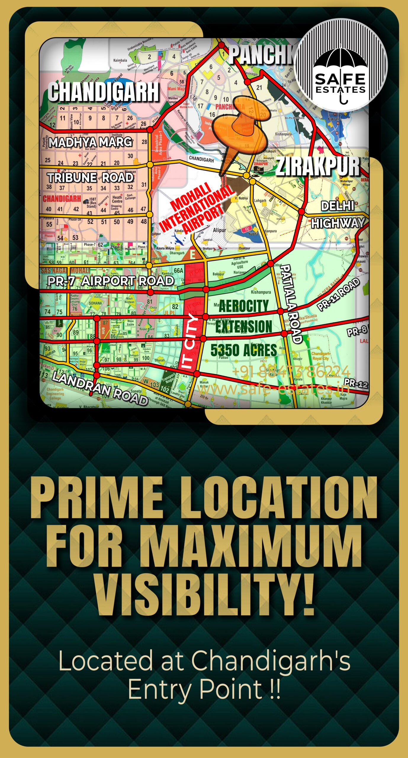 Prime Location; Maximum Visibility; Map of Zirakpur Bazar;
