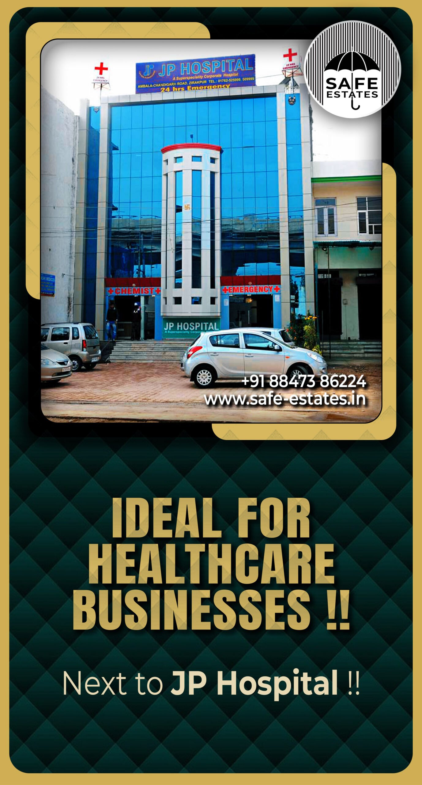 ideal for healthcare business; next to hospital; near hospital; JP hospital; in chandigarh; 