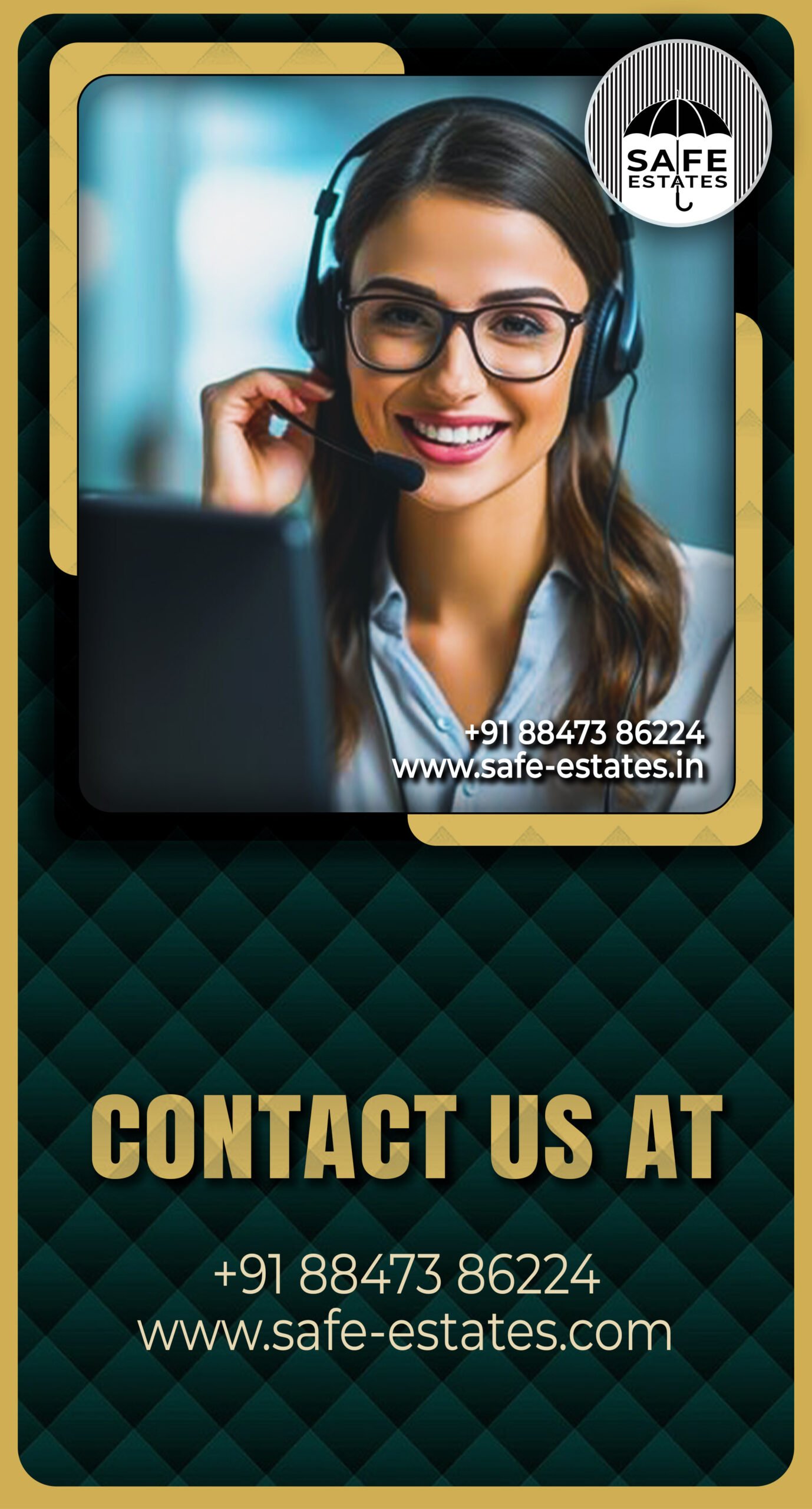 contact us; mobile; phone; whatsapp; website; safe estates;