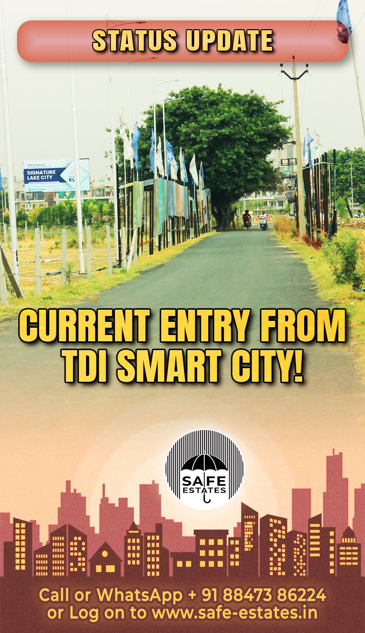 entry from both sides, road with flags,