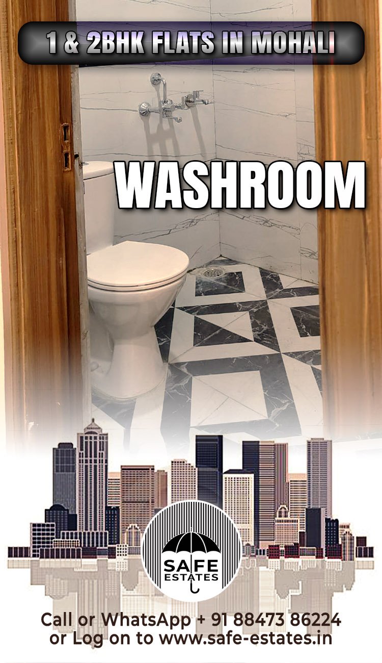 Washroom with western seat, good quality tiles. white tiles