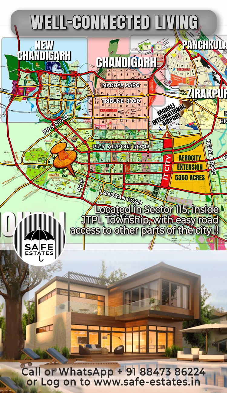 location of mona homes, map of tricity chandigarh,